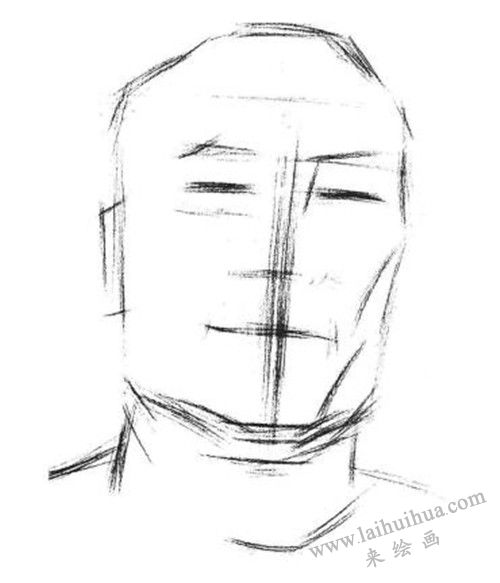 素描戴眼镜的中年男子正面肖像画法步骤 一