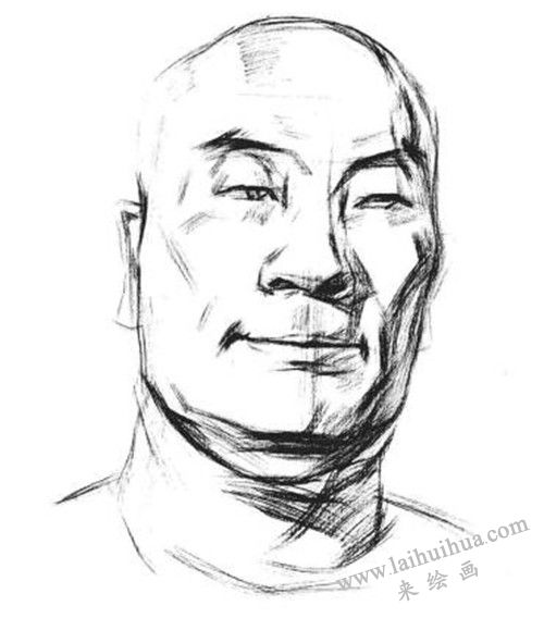 素描戴眼镜的中年男子正面肖像画法步骤 三