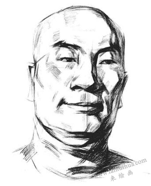 素描戴眼镜的中年男子正面肖像画法步骤 四