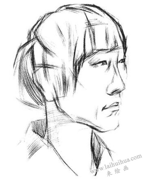 素描四分之三女青年肖像画法步骤 二