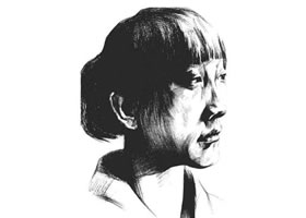 素描四分之三女青年肖像