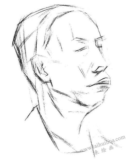 素描老年男子肖像  步骤一