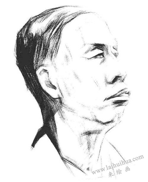 素描老年男子肖像  步骤二