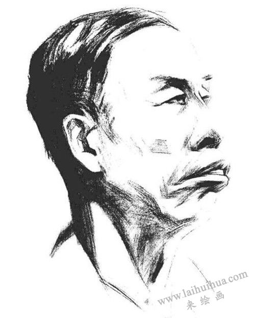 素描老年男子肖像 步骤三