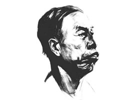 素描四分之三老年男子肖像