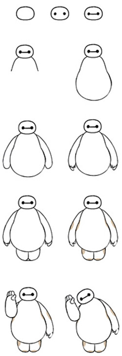 大白简笔画画法步骤  流程图