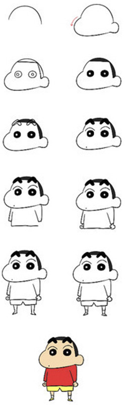 蜡笔小新简笔画画法步骤  流程图