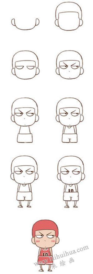 樱木花道简笔画画法步骤  流程图