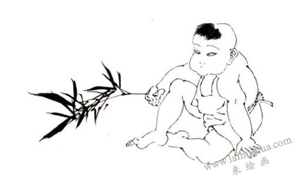 顽童的国画画法步骤 02