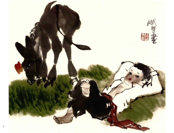 牧童的国画画法步骤