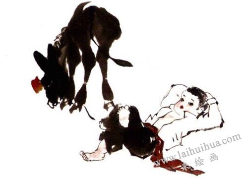 牧童的国画画法步骤 04