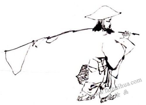渔翁的国画画法步骤 一