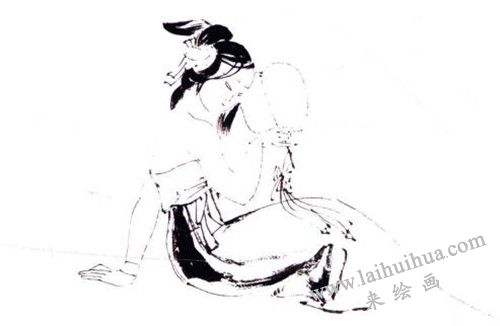 荷花、仕女国画画法步骤 01