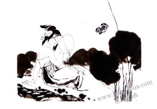 荷花、仕女国画画法步骤 02