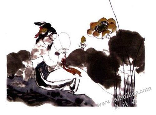 荷花、仕女国画画法步骤 04