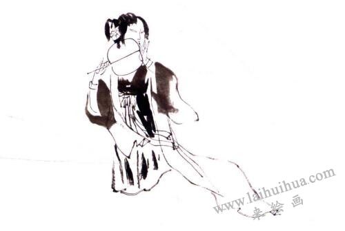 《持扇仕女图》国画画法步骤 一