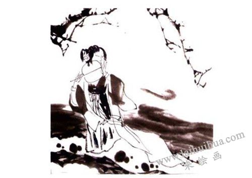 《持扇仕女图》国画画法步骤 二