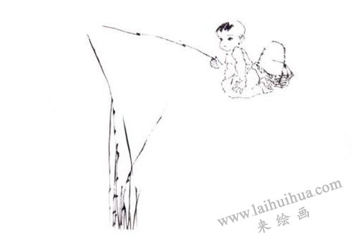 《垂钓童子》国画画法步骤 二