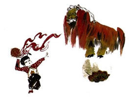 《舞狮》国画画法步骤