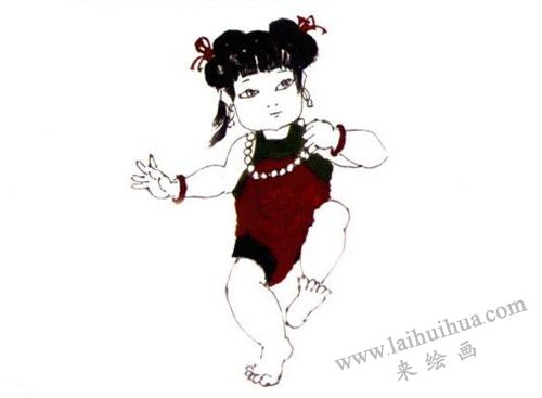 《快乐童年》国画画法步骤 三