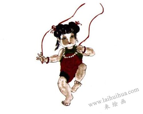 《快乐童年》国画画法步骤 四