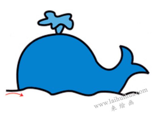 小鲸鱼简笔画画法步骤 04
