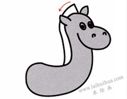  画上马鬃， 斑马简笔画画法步骤三