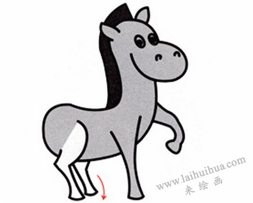 斑马的后腿，斑马简笔画画法步骤五