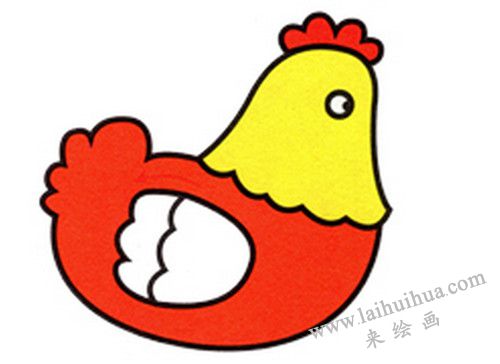 母鸡的小翅膀，母鸡下蛋简笔画画法步骤四