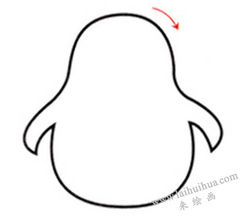 小企鹅的身体，小企鹅简笔画画法步骤一