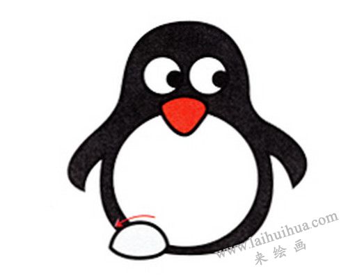 企鹅的脚，小企鹅简笔画画法步骤四