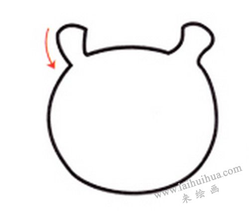 猫头鹰的头部和耳朵，猫头鹰简笔画画法步骤一