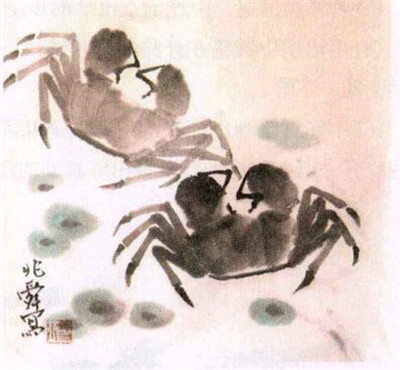 螃蟹水墨画画法步骤