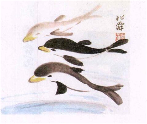 海豚水墨画画法