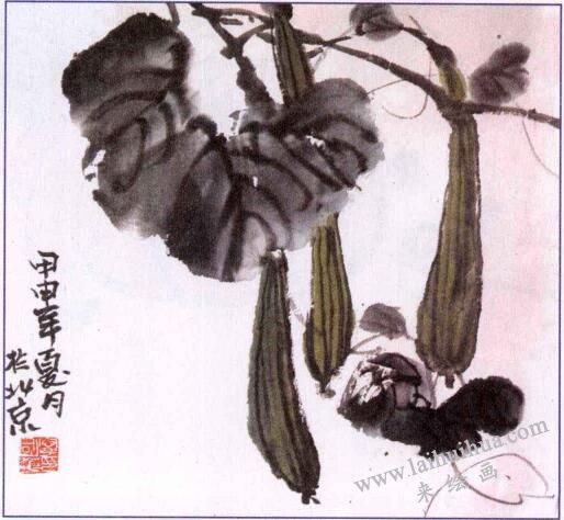 丝瓜水墨画画法步骤三
