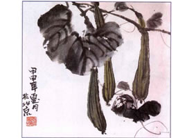 丝瓜水墨画