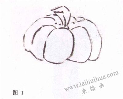 南瓜的水墨画法步骤一