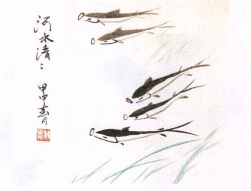 小青鱼水墨画画法步骤