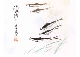 小青鱼水墨画画法步骤