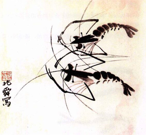 青虾水墨画画法步骤