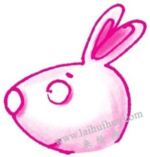 兔子简笔画画法步骤二：耳朵