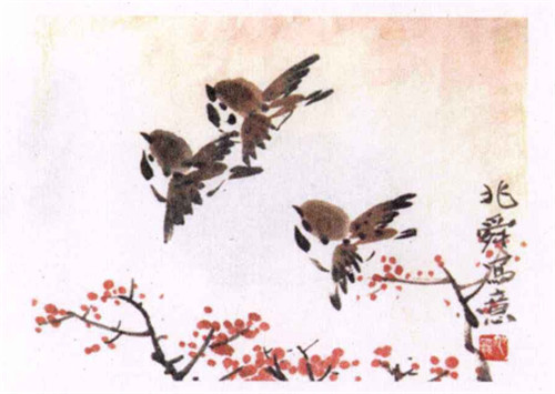 麻雀水墨画画法步骤