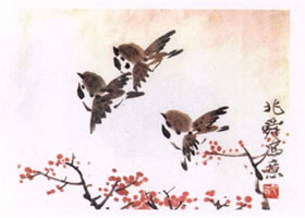 麻雀水墨画画法步骤