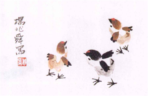 小鸡画法水墨画步骤