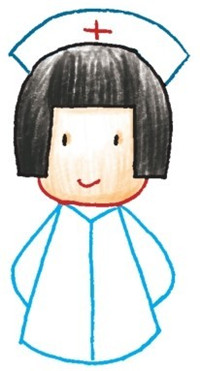 上身，护士简笔画画法步骤三