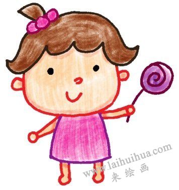 腿和棒棒糖，女孩简笔画画法步骤四