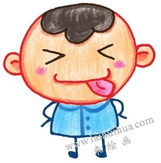 腿，色铅笔男孩简笔画画法步骤三