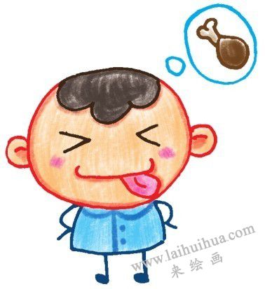 色铅笔男孩简笔画画法步骤四