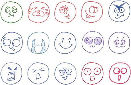 表情色铅笔简笔画