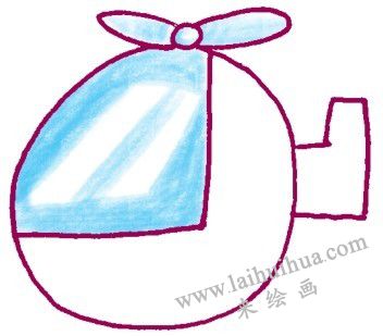 螺旋桨，直升机色铅笔简笔画画法步骤三